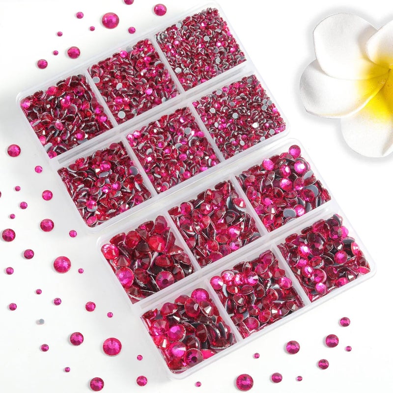 BEADSLAND 6736pcs Hotfix Rhinestones Flatback,Hot Pink Rhinestones for Crafts Clothes Mixed 5 Sizes, Hotfix Crystals with Tweezers and Wax Pencil Kit, SS6-SS30, Hot Pink - Image 2